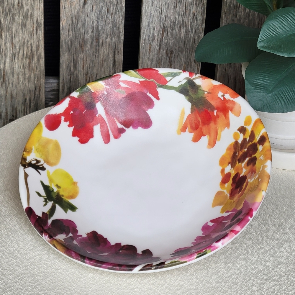 Merritt Designs Thick Melamine Floral Bowl